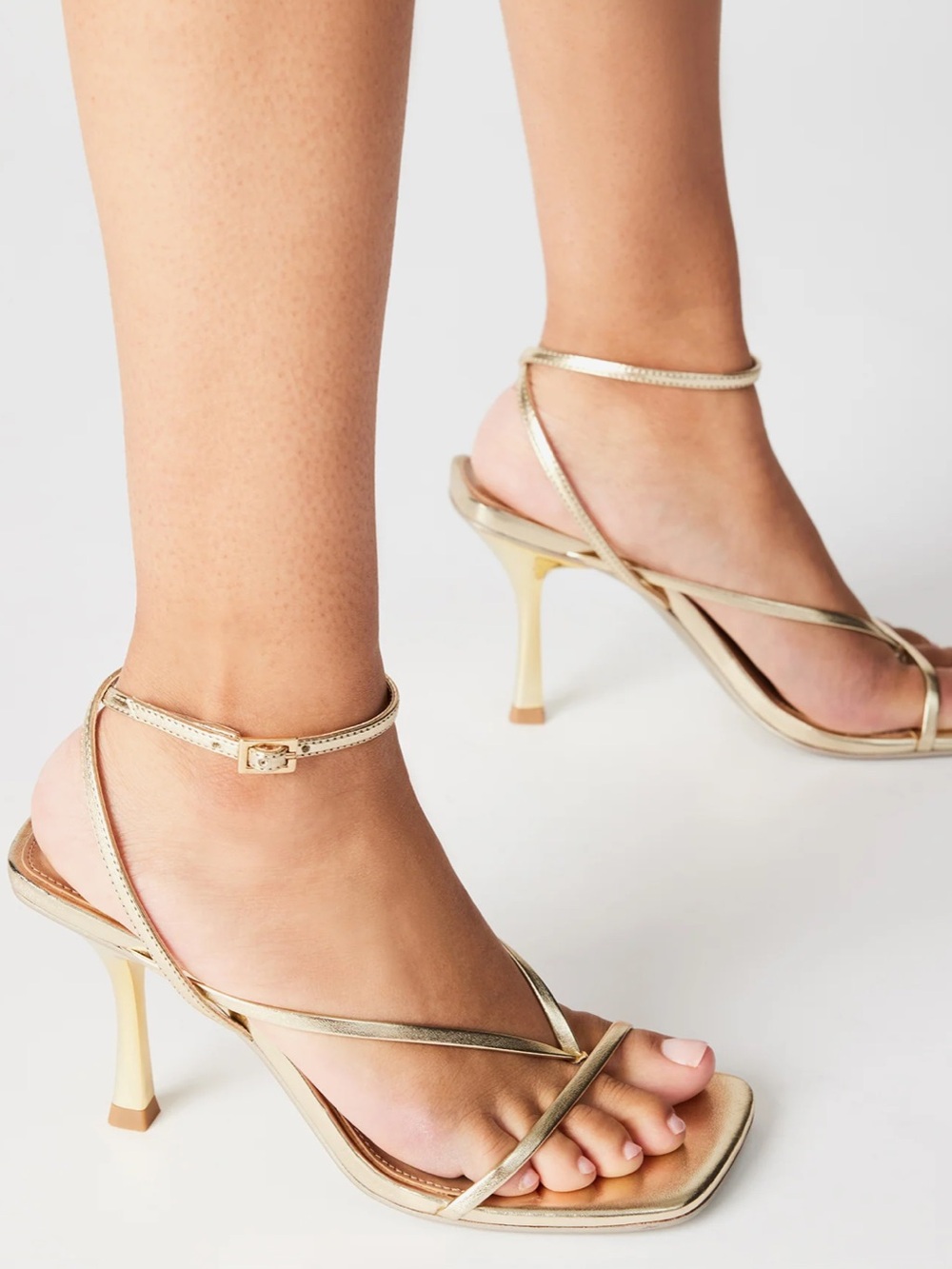 Steve Madden Gold Strappy Ankle‑Tie Heels